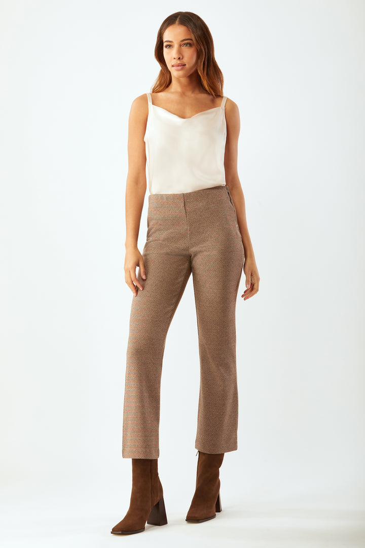 Prince Cropped Flare Pant - Camel Chocolate Tweed
