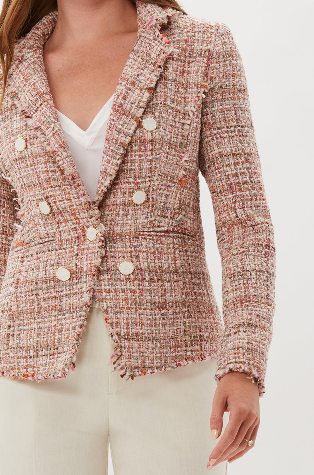 Tweed Blazer With Double Breasted Look - Multi