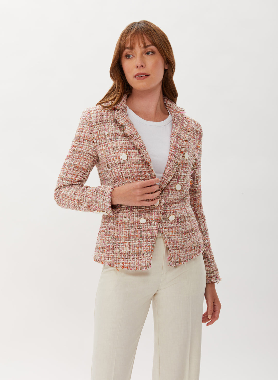 Tweed Blazer With Double Breasted Look - Multi