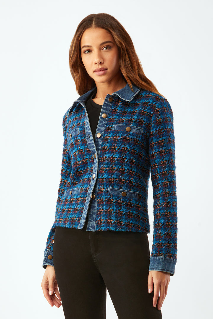 Tweed Jacket With Denim - Multi Tweed