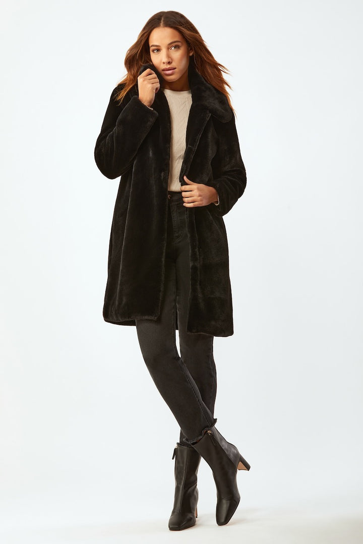 Faux Fur Coat - Black