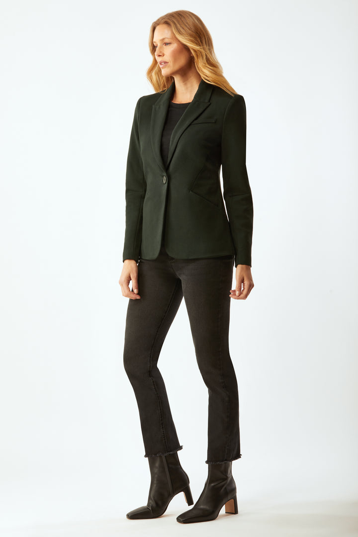 Shaped Blazer With Seaming Detail - Forest