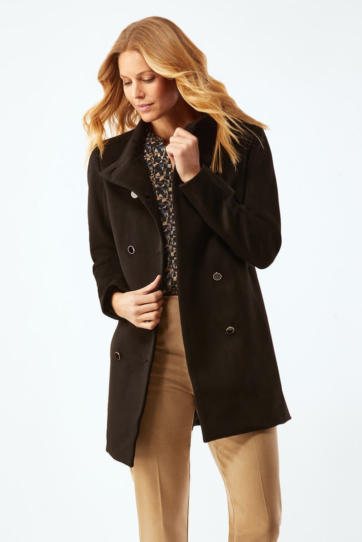 Car Coat With Button And Belt Detail - Black