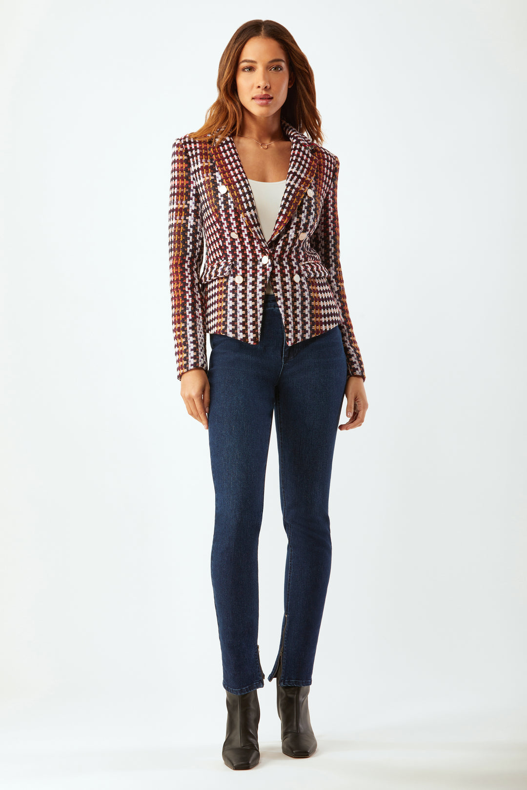 Fitted Blazer With Buttons - Autumn Multi