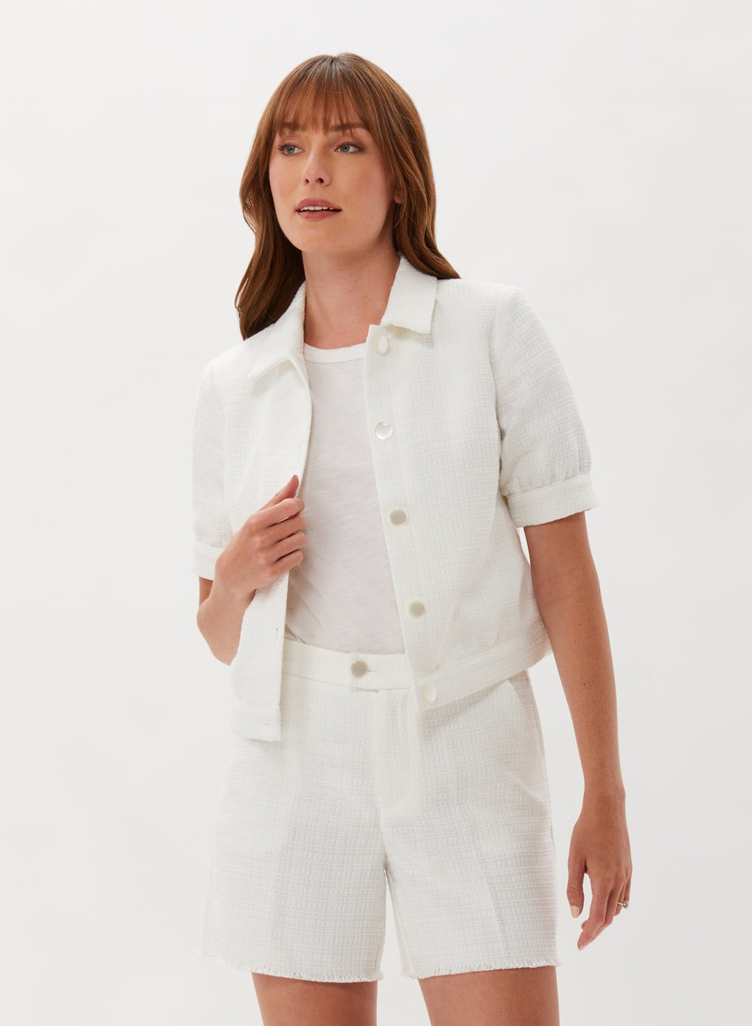 Cropped Tweed Jacket - White