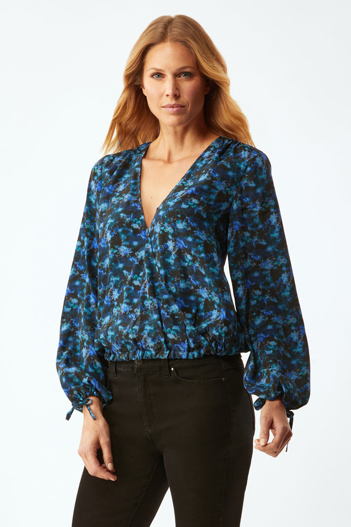 Lawrence Slouchy Crossover Top - Cobalt Watercolor