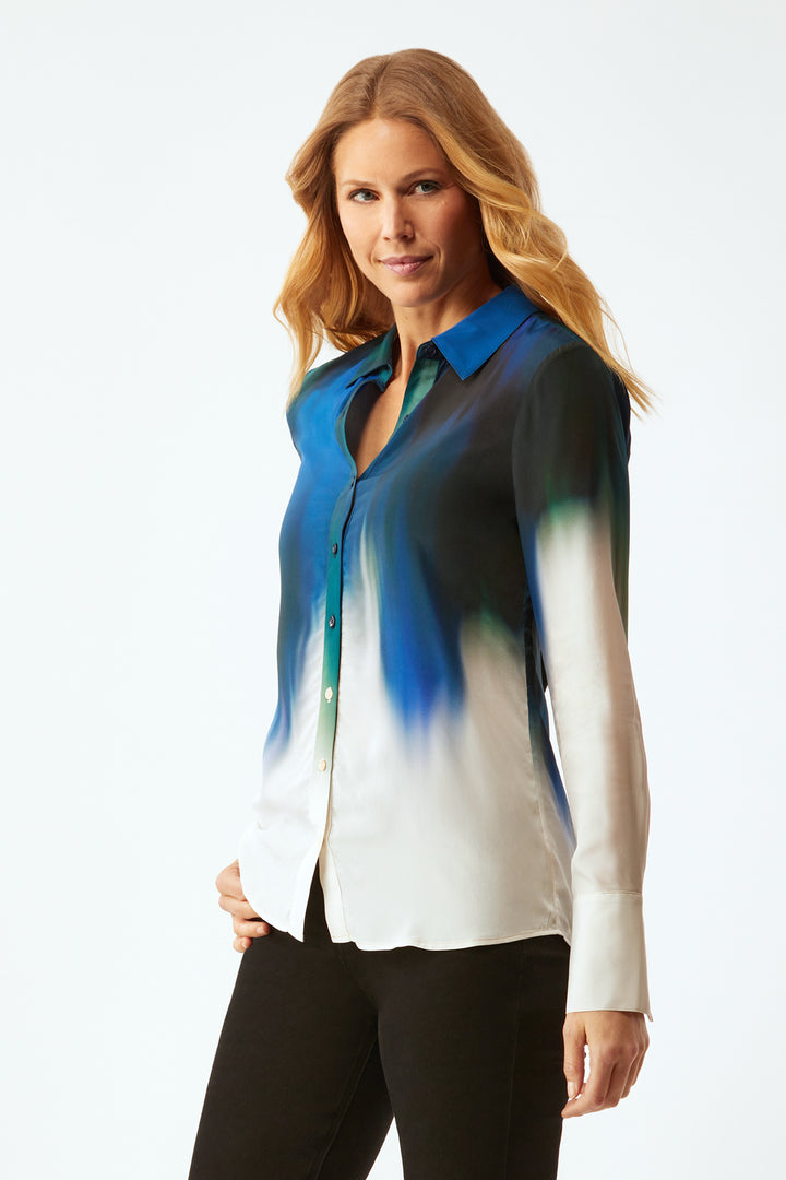 Pfeiffer Clean Shirt In Silk - Cobalt Brushstroke