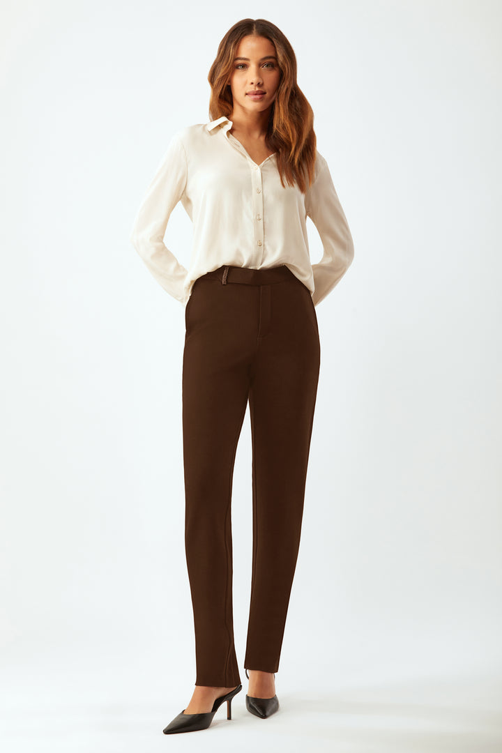 New Murray Trouser With Tab And Chain - Chocolate