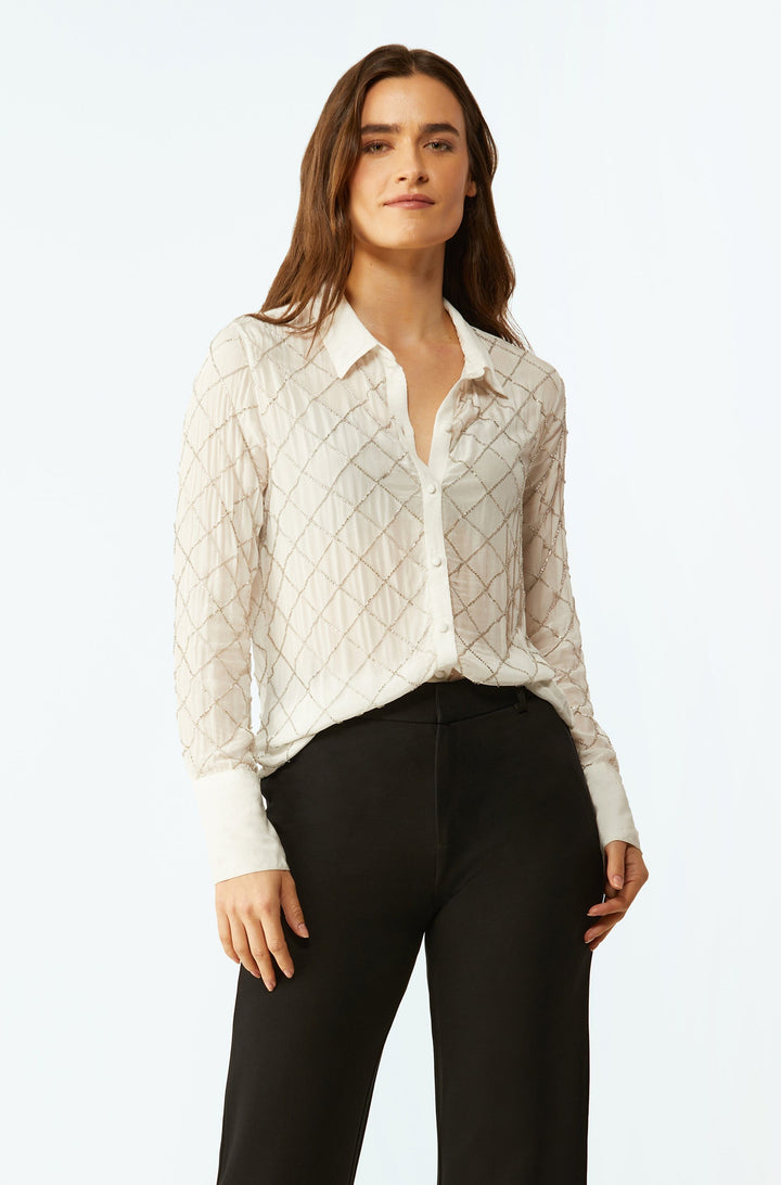 Bacall Beaded Blouse - Silver