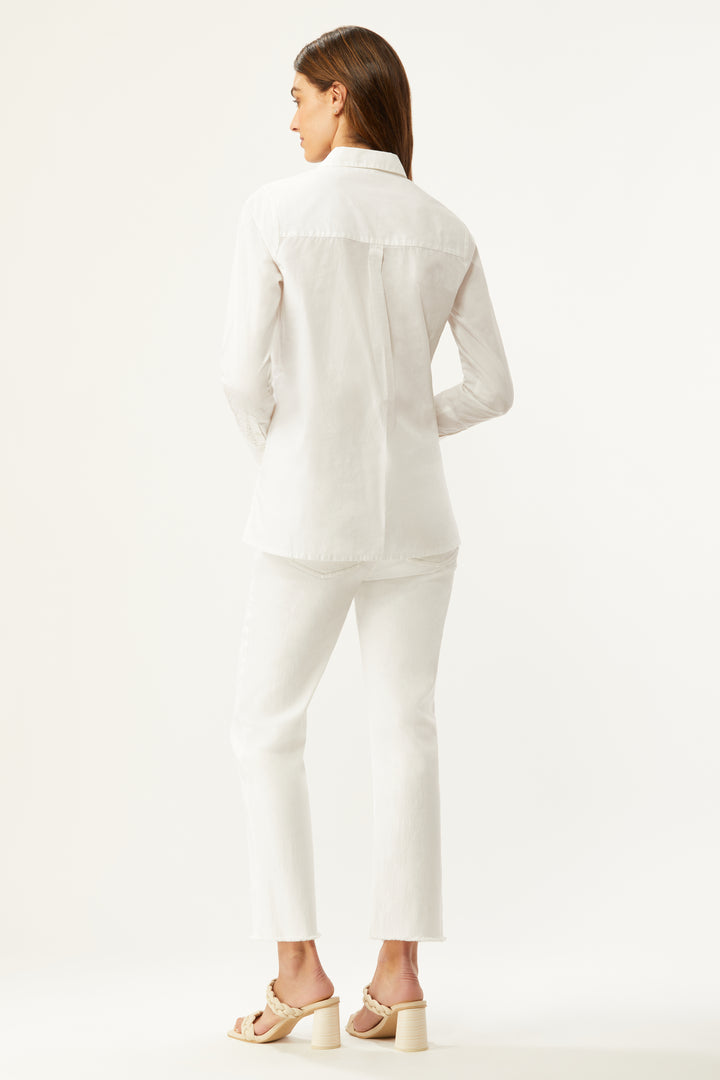 Streep Openwork Embroidered Shirt - White