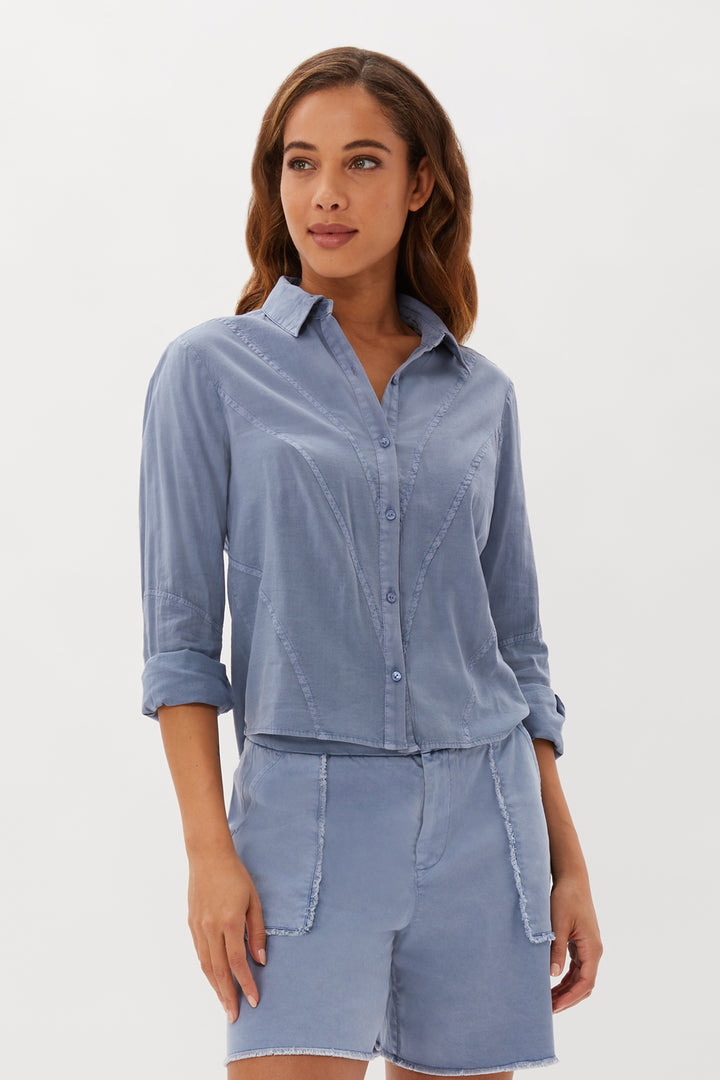 Hepburn Garment Dye With Seaming Detail Shirt - Lobelia