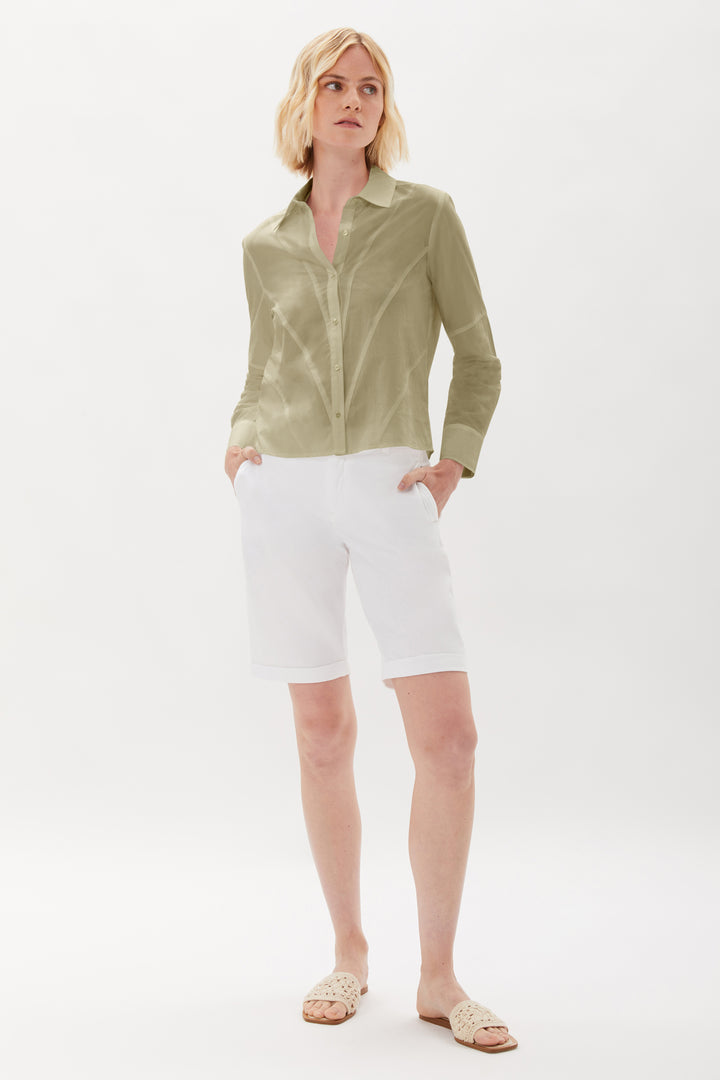 Hepburn Garment Dye With Seaming Detail Shirt - Soft Olive