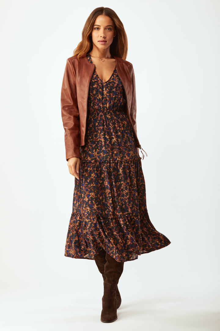 Connelly Maxi Dress In Silk - Tortoise Print