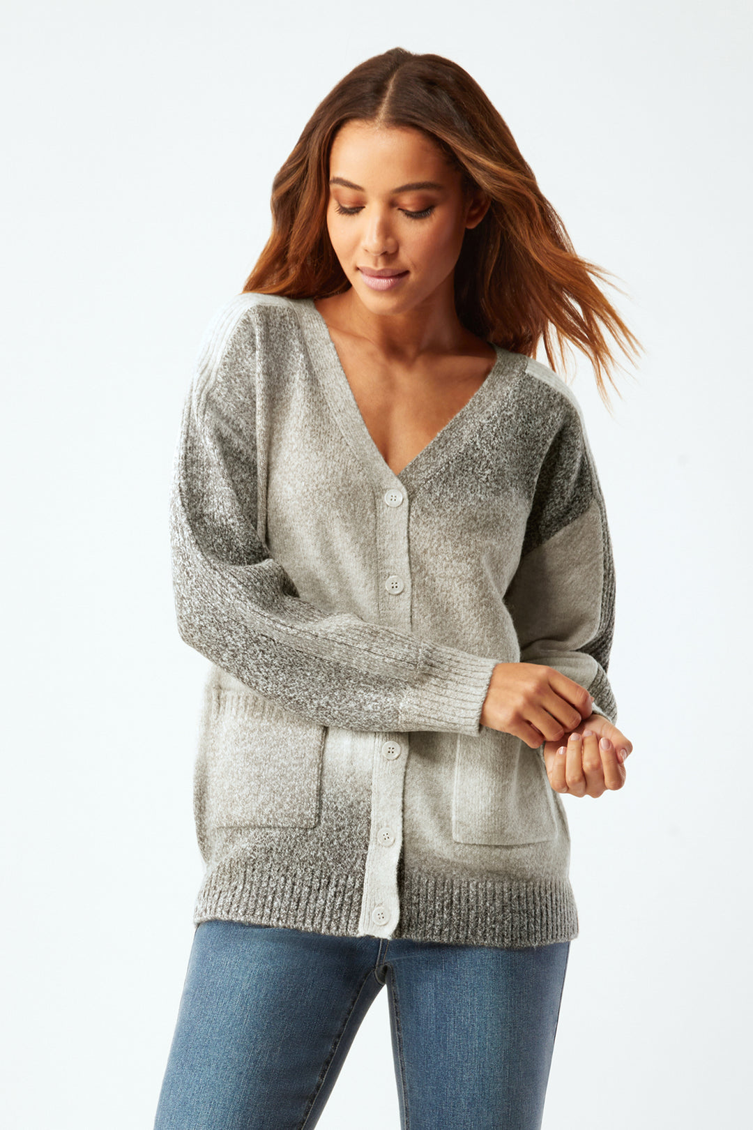 Space Dye Cardigan - Grey Ombre