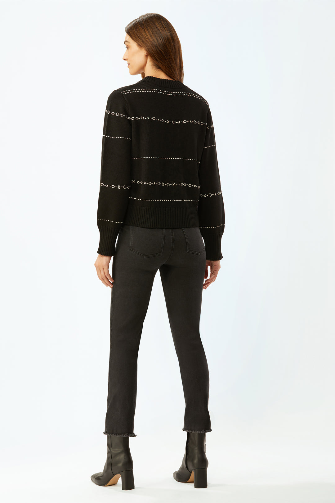 Xs And Os Embroidered Sweater - Black/Ecru