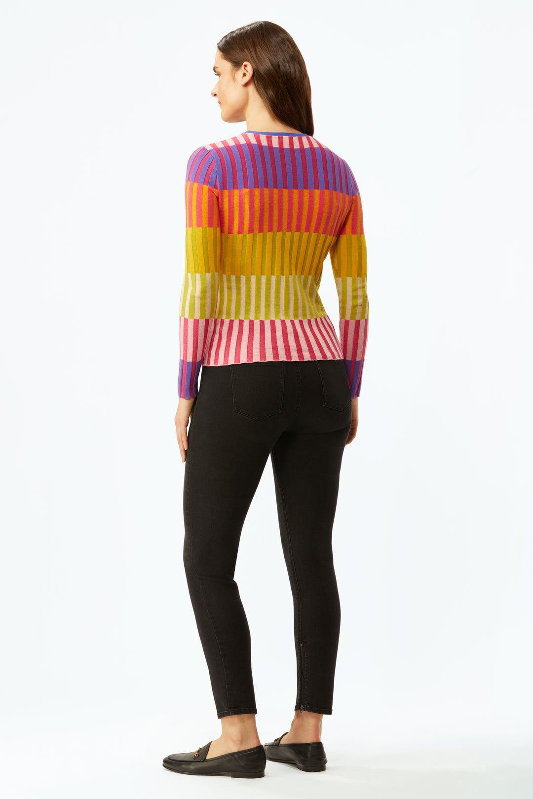 Colorblock Multi Rib Crew Neck Sweater - Multi Colorblock