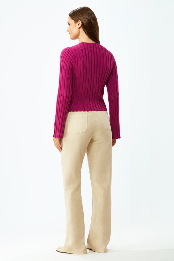 Spacedye Rib-Knit Crewneck Sweater - Berry Rib