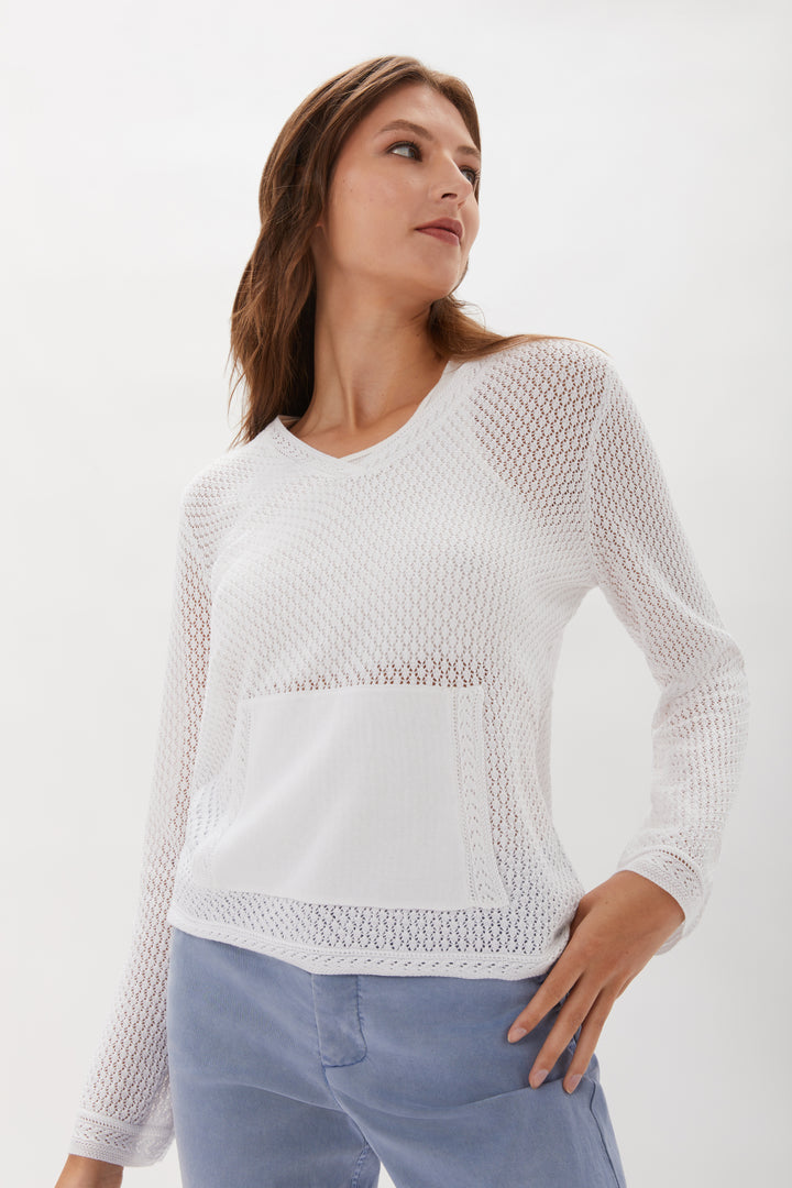 Mixed Stitch Pullover - White