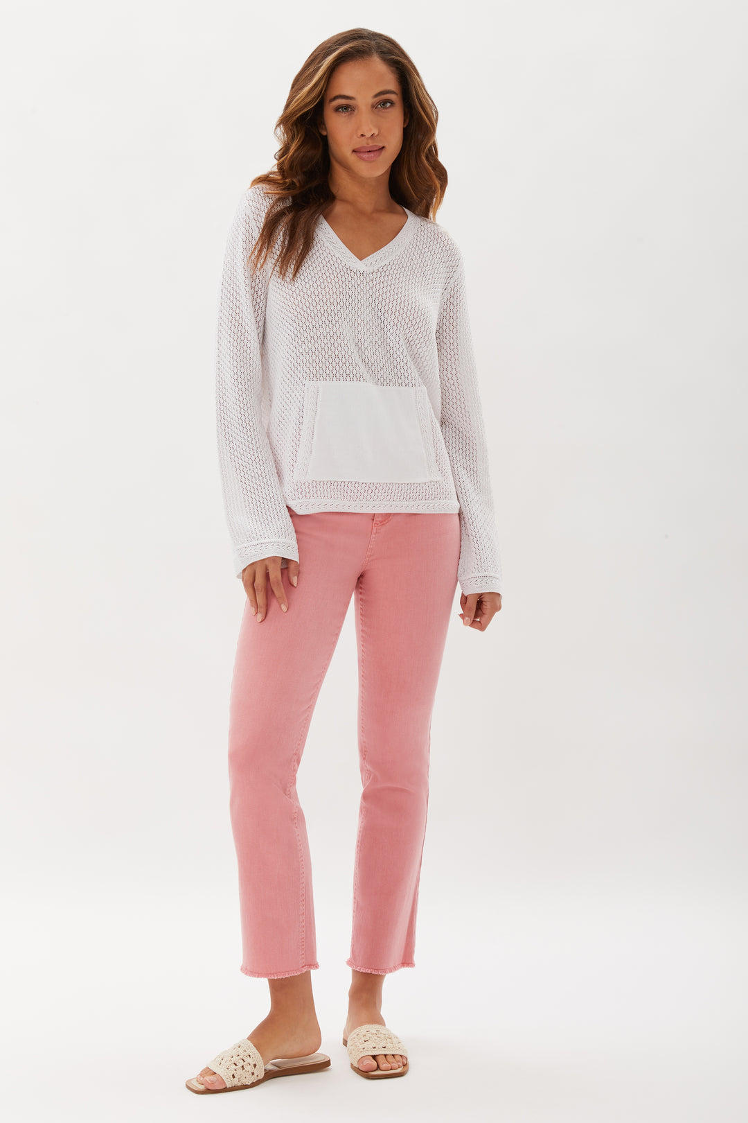 Mixed Stitch Pullover - White