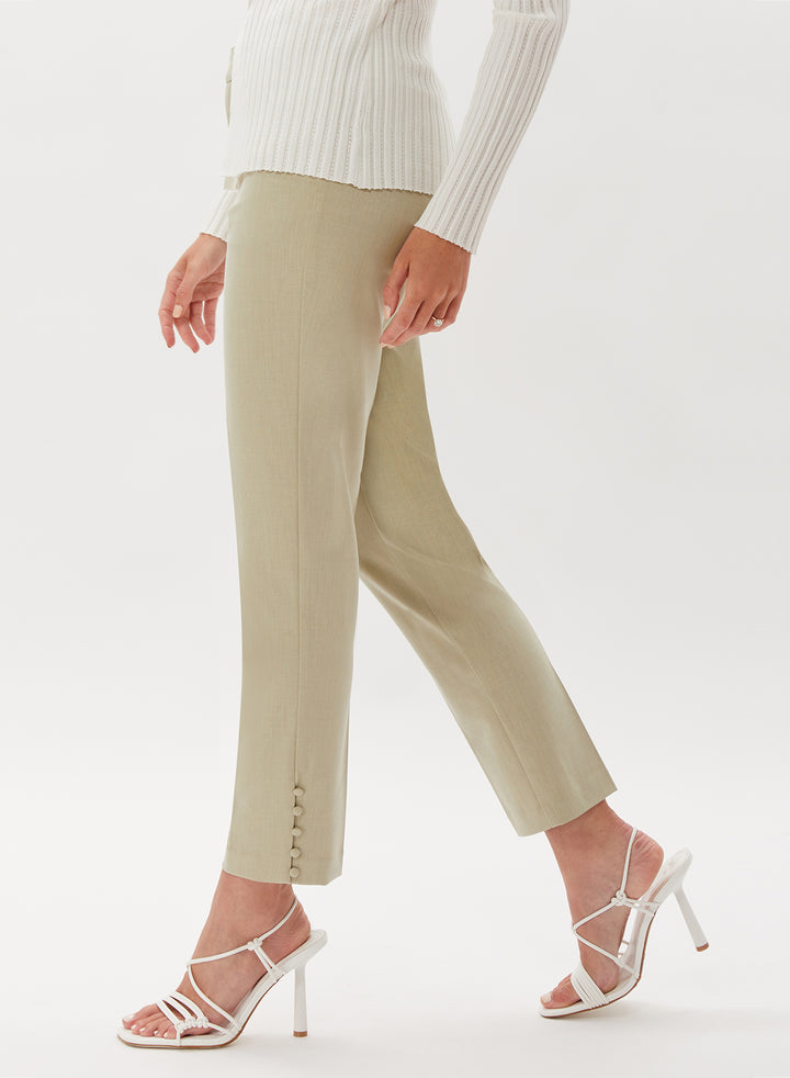Barrow Cropped Pant With Button Detail - Aloe