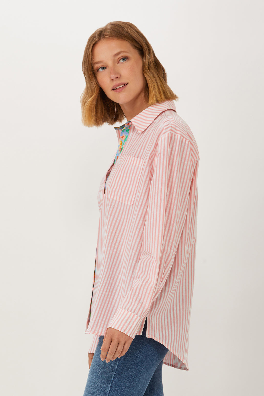 Lawrence Oversize Shirt - Soft Coral Stripe