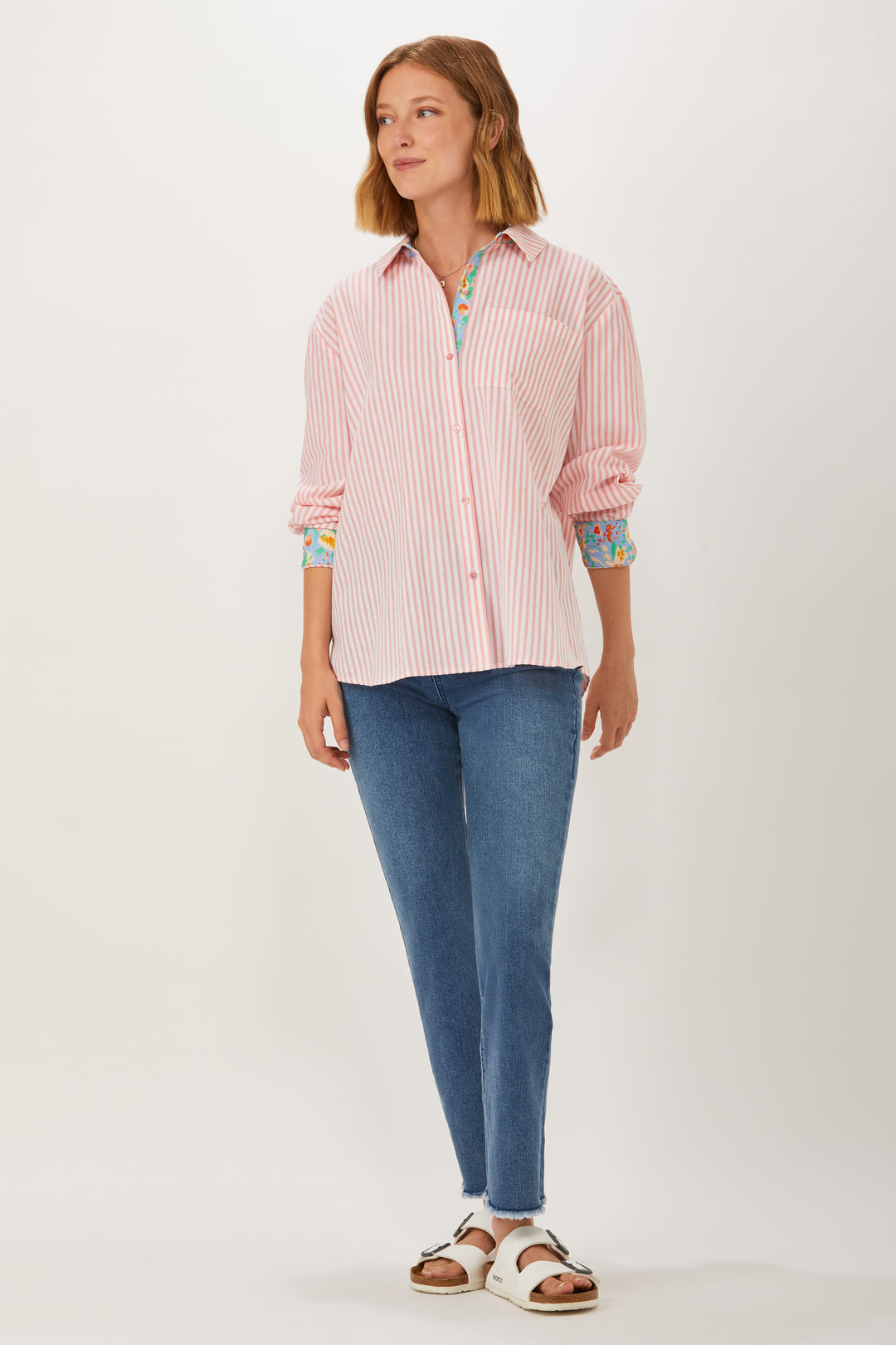 Lawrence Oversize Shirt - Soft Coral Stripe