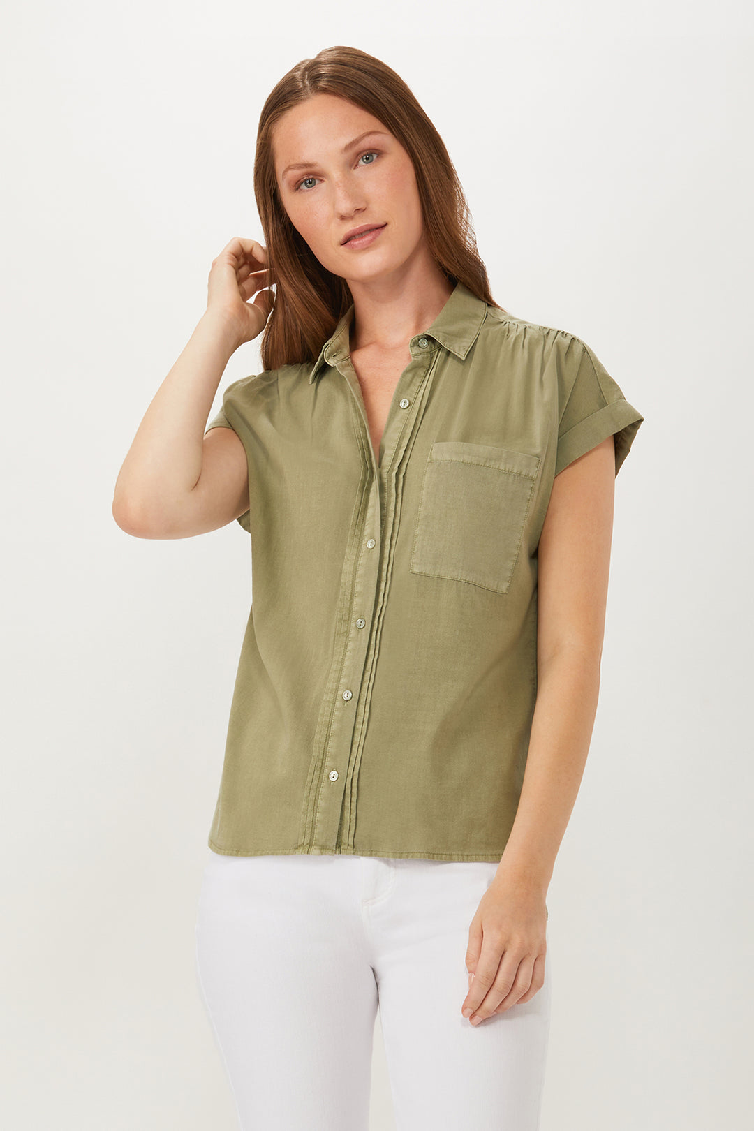 Hutton Roll Sleeve Shirt - Soft Olive