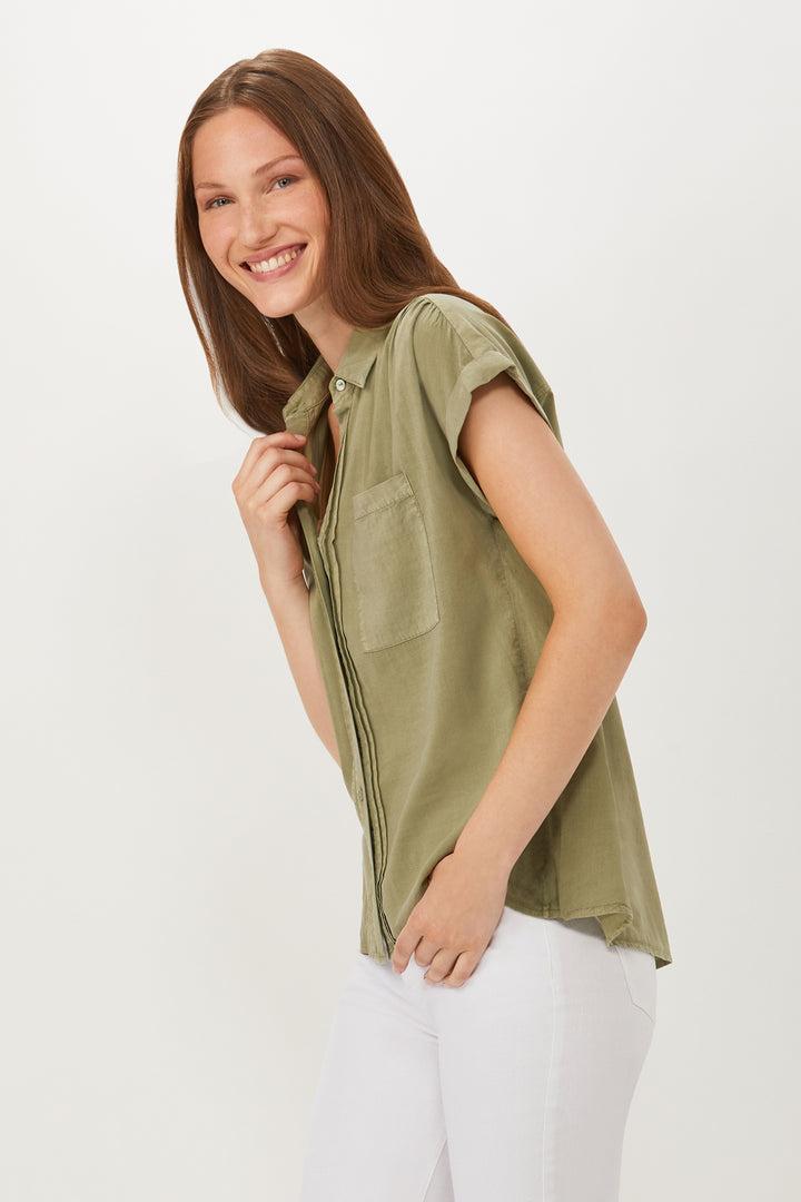 Hutton Roll Sleeve Shirt - Soft Olive