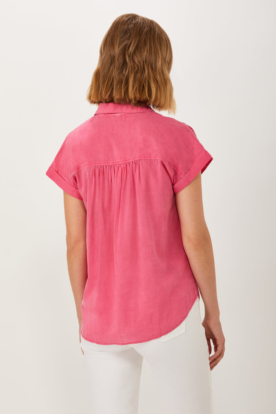 Hutton Roll Sleeve Shirt - Washed Fuchsia