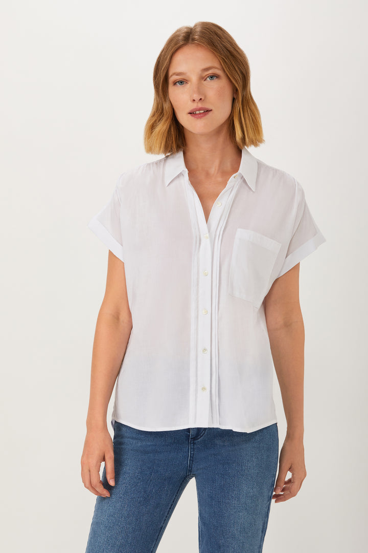 Hutton Roll Sleeve Shirt - White
