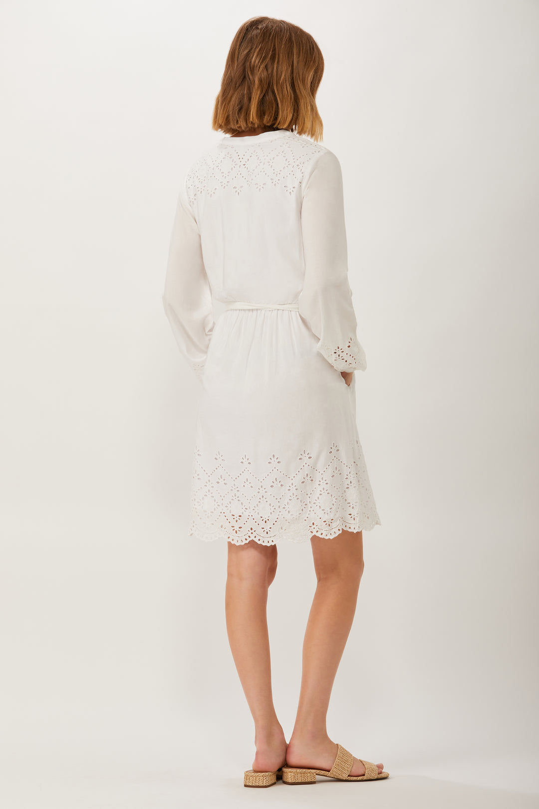 Moss Tie Waist Dress - White