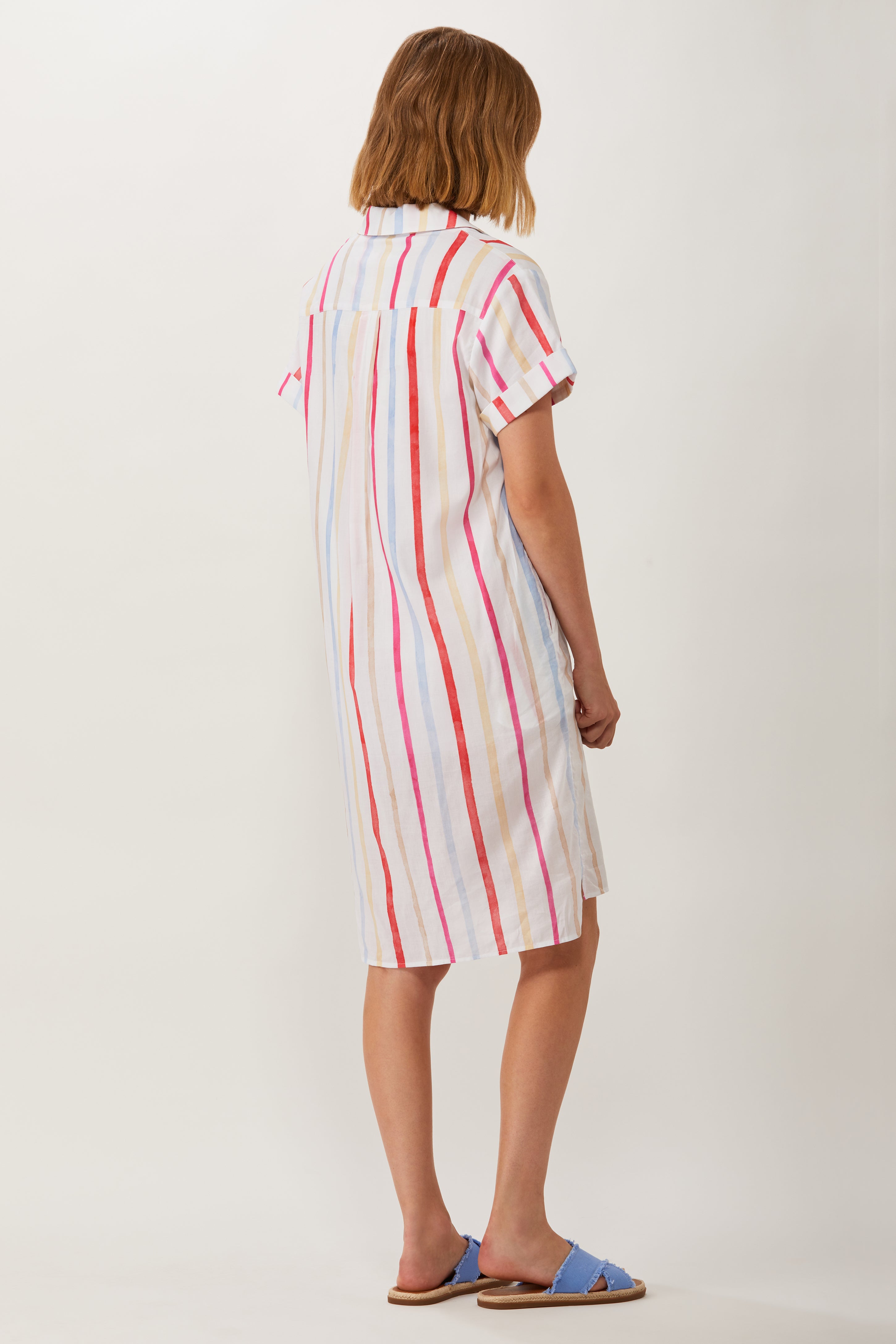 Roberts Easy Shirt Dress - Watercolor Stripe – Ecru