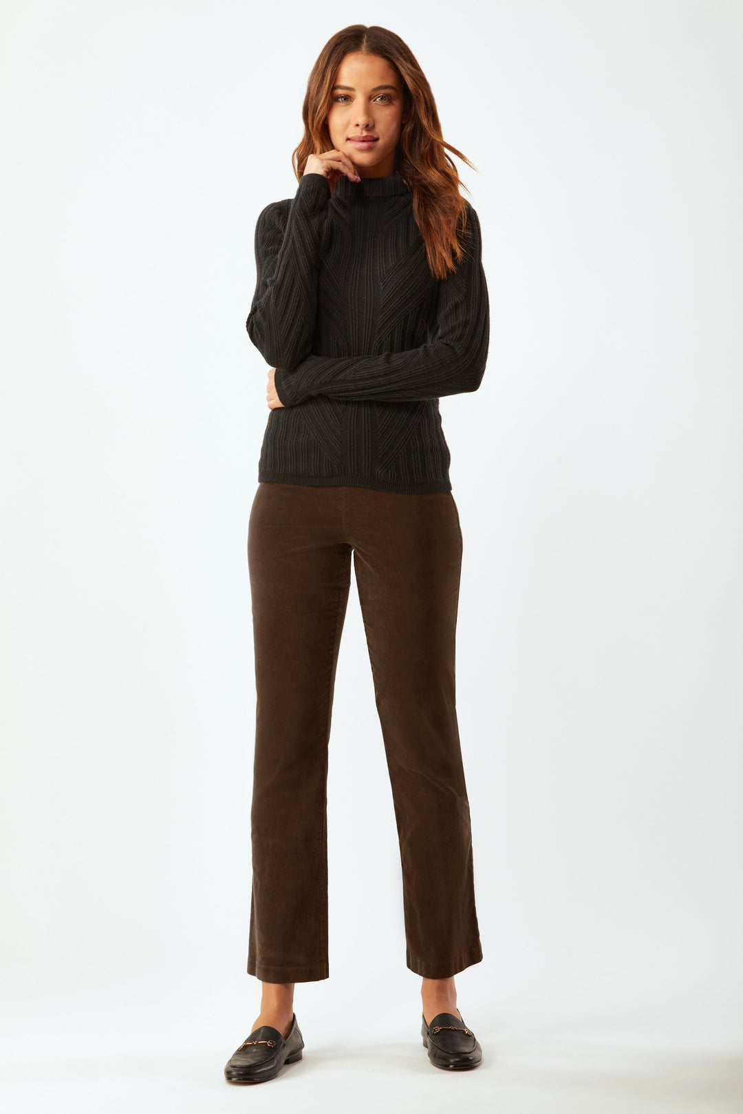 Prince Cropped Flare Pant in Corduroy - Chocolate