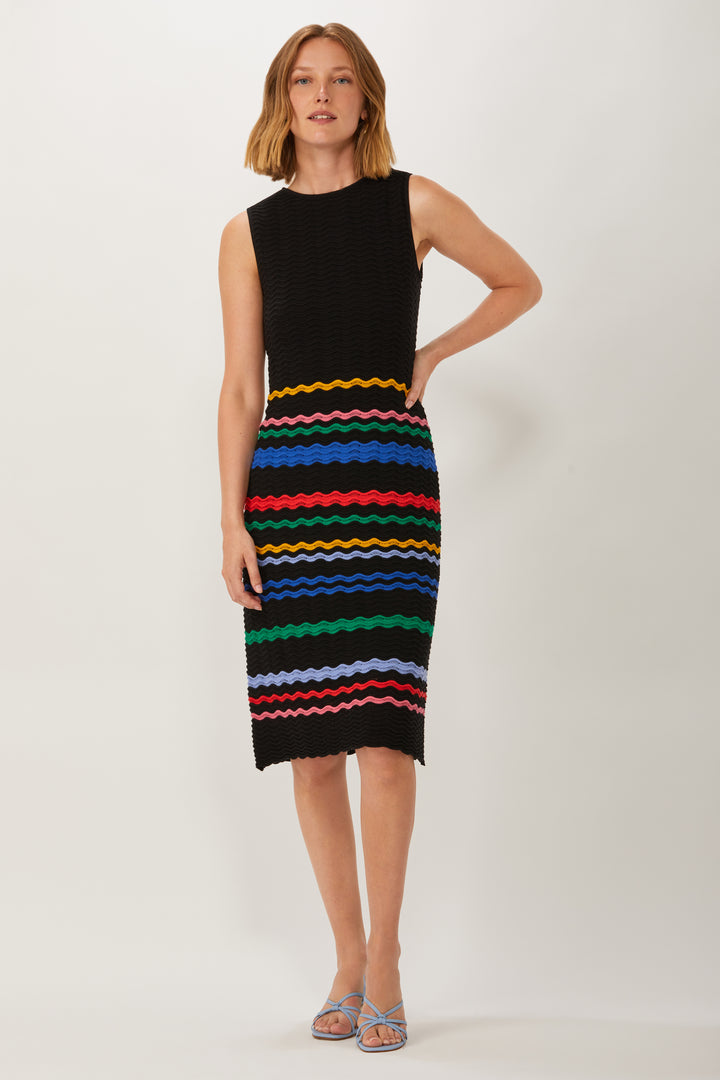Multicolor Stripe Sweater Dress - Black Multi