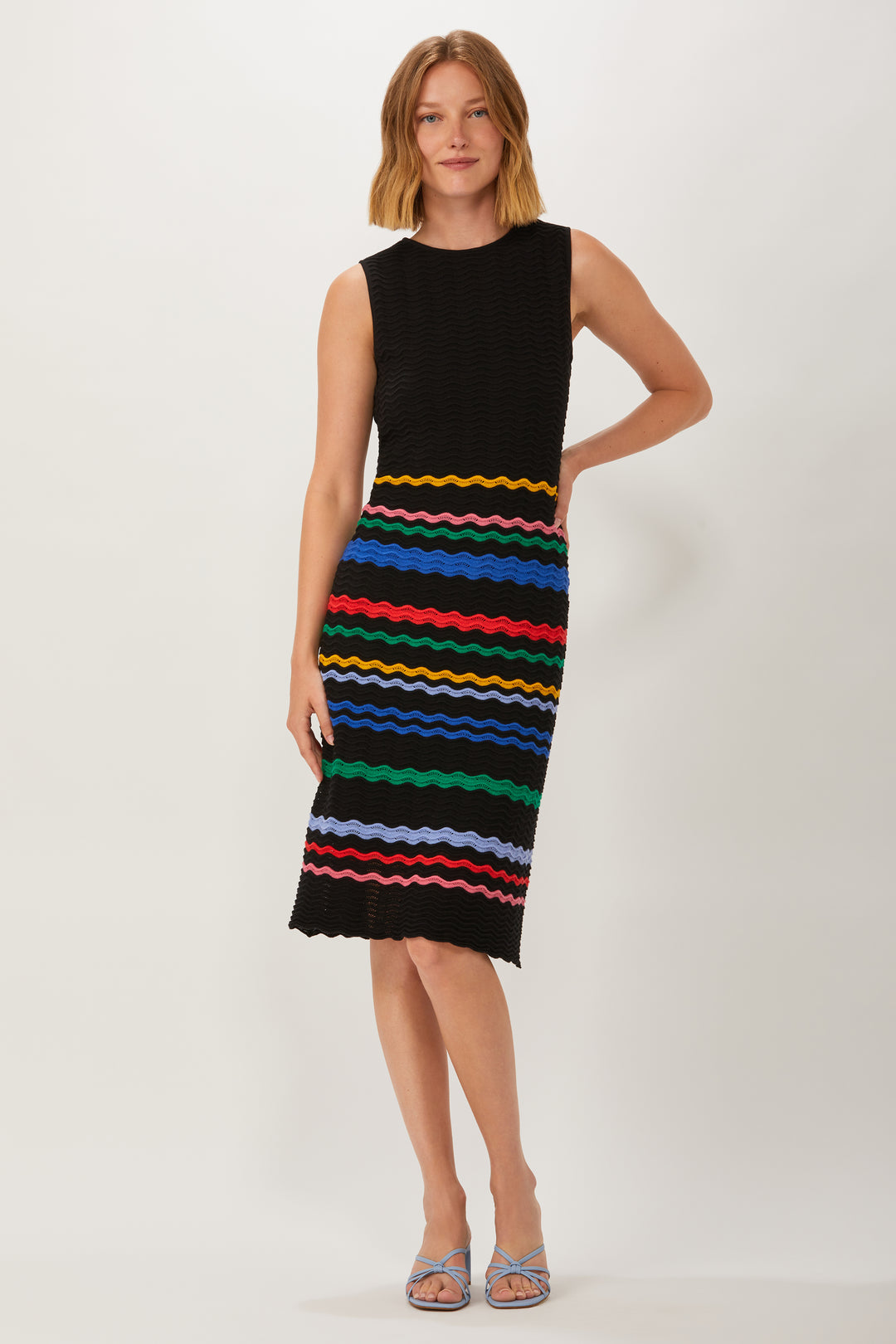 Multicolor Stripe Sweater Dress - Black Multi