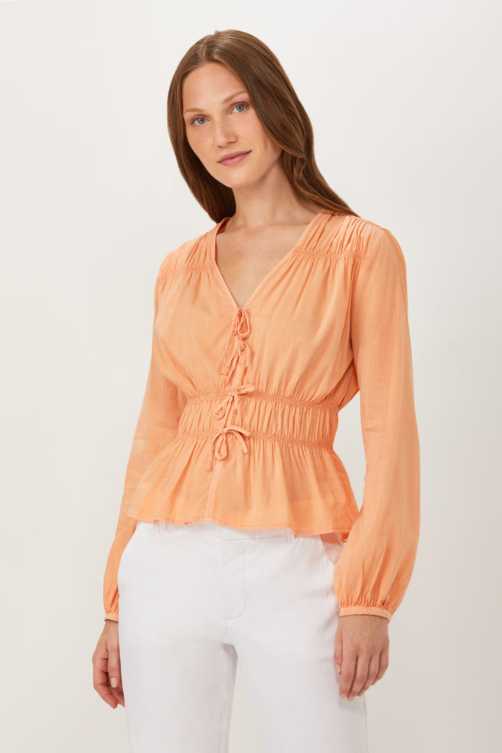 Portman Tie Front Shirt - Apricot