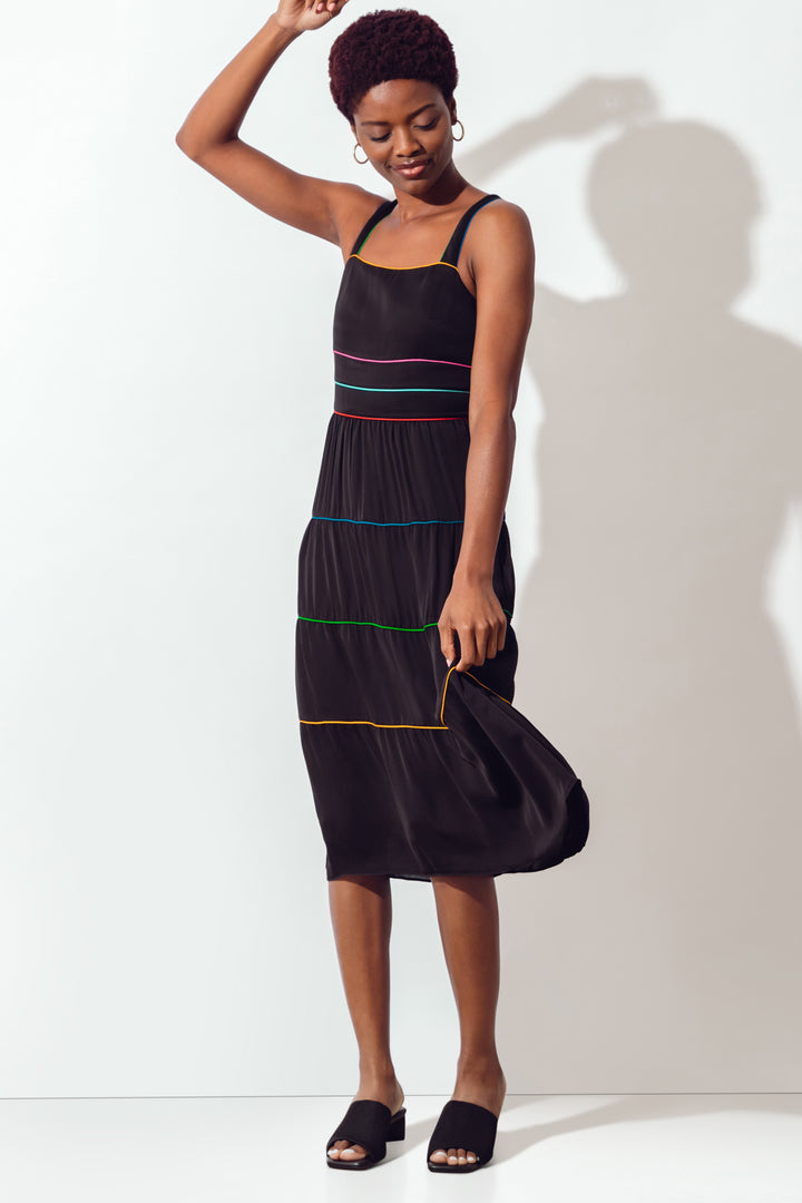 Lively Sundress W/Piping - Black